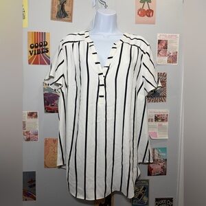 Torrid Black and White Striped Top